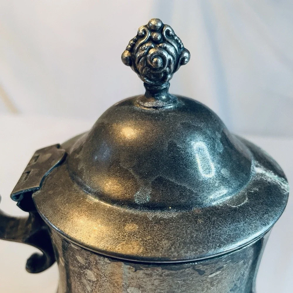 English Silver Mfg Corp Coffee Pot Vintage Silver Plate Ornate Victorian Footed